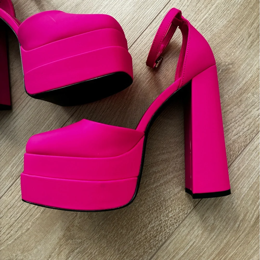 Aldo Double Platform Heeled Shoes in Fuchsia - Picture 8 of 12